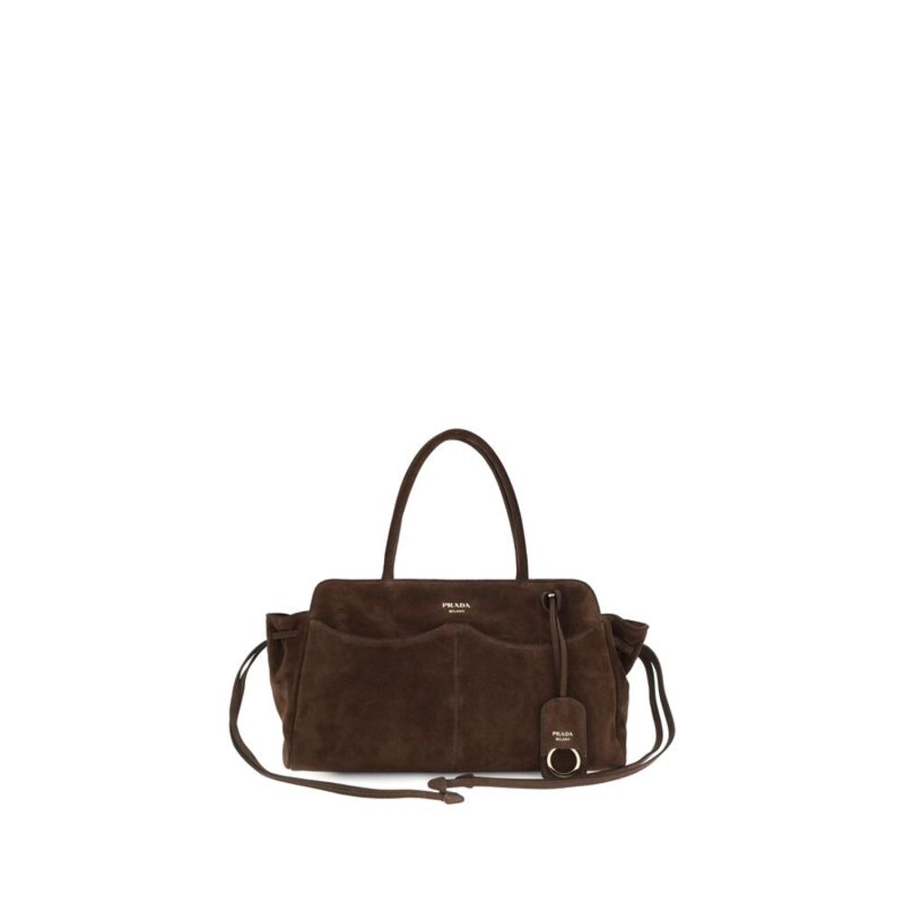 Prada Women Carry Large Suede Handbag